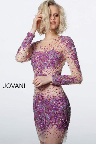 Jovani 47598 Short Fitted Sheer Crystal ...